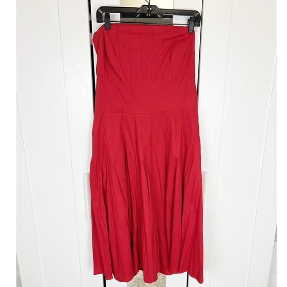 Ashley Stewart Dresses & Skirts - Ashley‎ Stewart Red Strapless Smocked Back Pleated Tube A-Line Dress Size 16